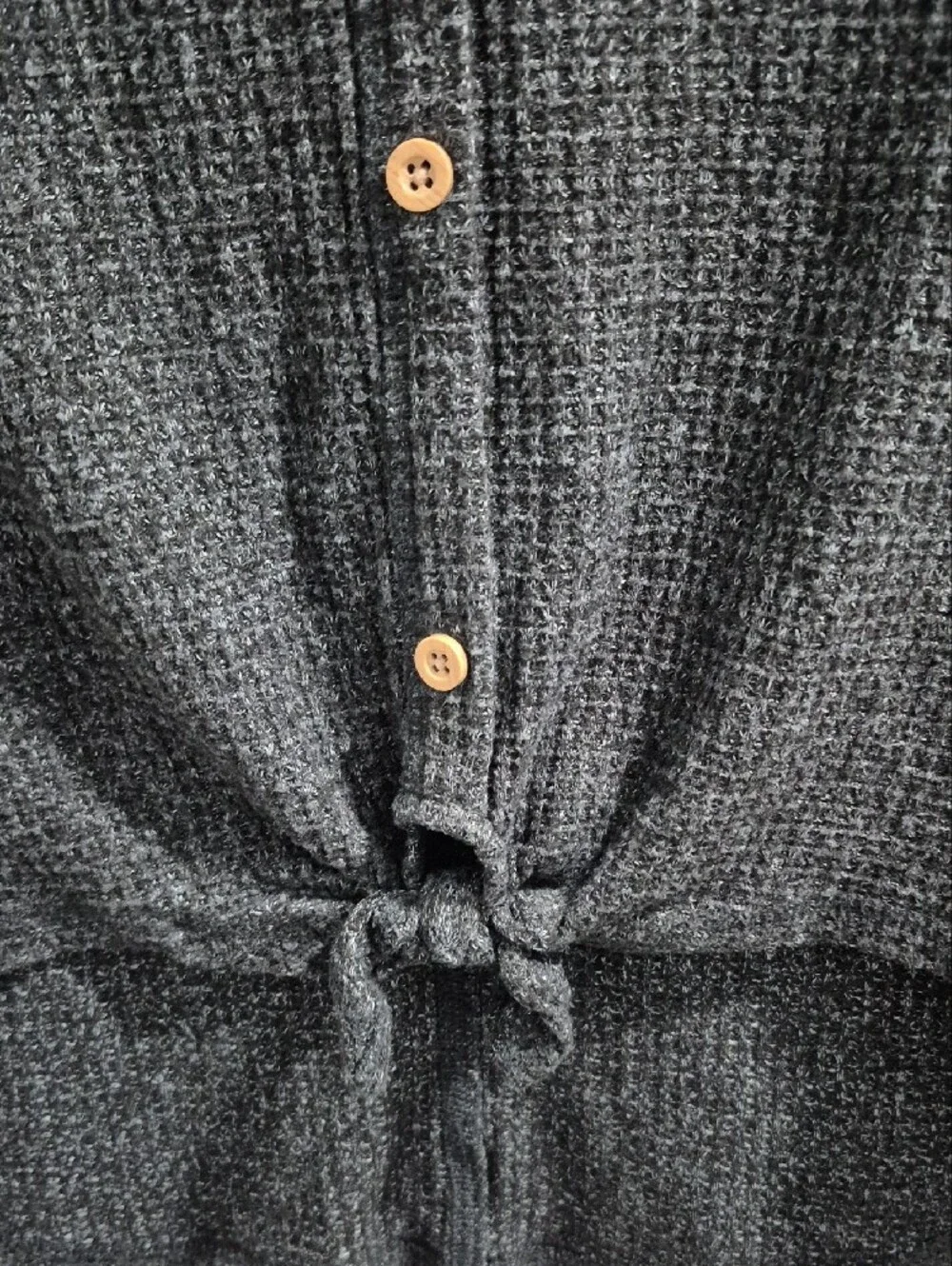 Old Navy Charcoal Button-Front Tie-Hem Knit Cardigan